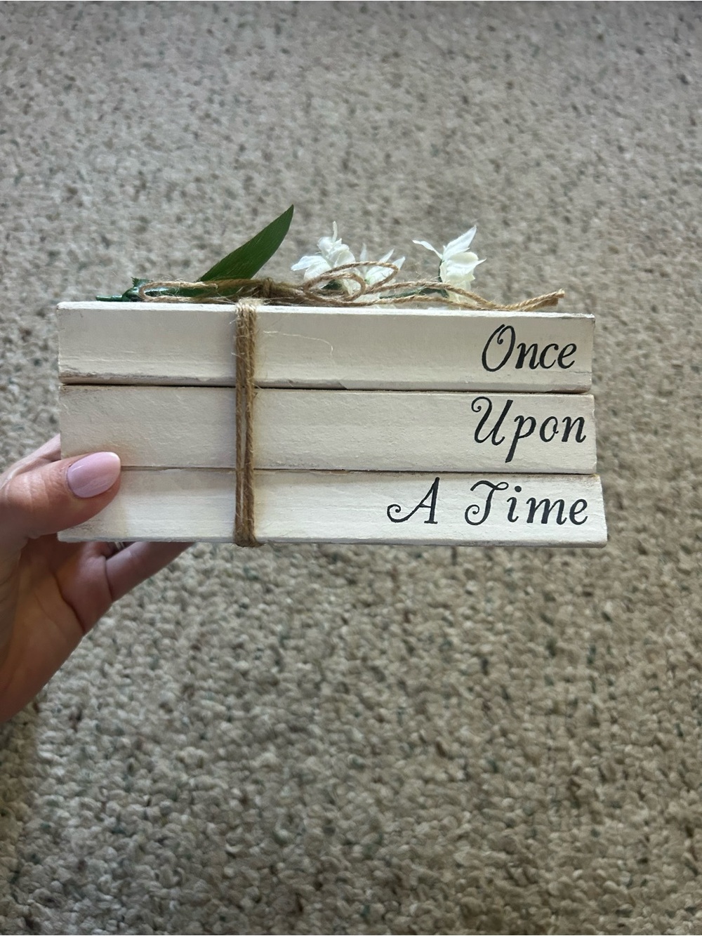 Once Upon A Time Beige Decorative Book Stack - Home Wall Decor